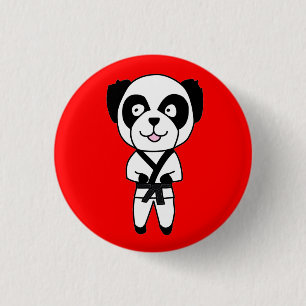 Bóton Redondo 2.54cm Botão do urso de panda do cinturão negro