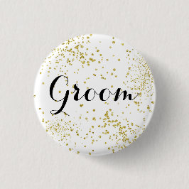 Bóton Redondo 2.54cm Botão Dourado bonito do noivo do brilho