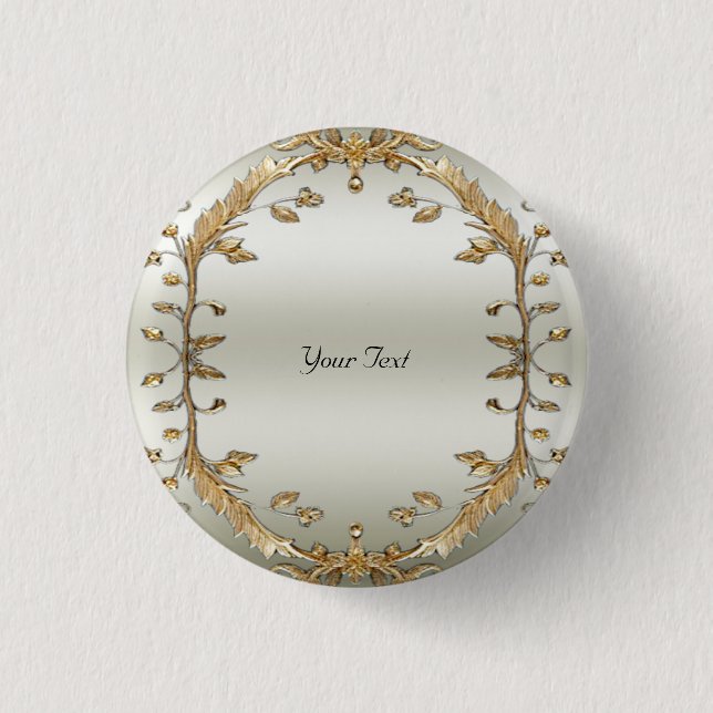Bóton Redondo 2.54cm Botão Dourado Ornamentado (Frente)