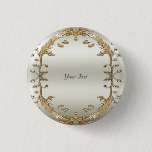 Bóton Redondo 2.54cm Botão Dourado Ornamentado