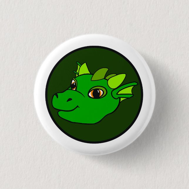 Bóton Redondo 2.54cm Botão Dragão Verde (Frente)