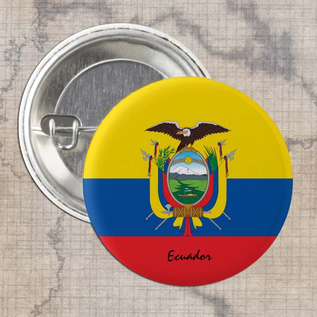 Bóton Redondo 2.54cm Botão Equador, moda Patriótica Equador de Bandeira (Criador carregado)