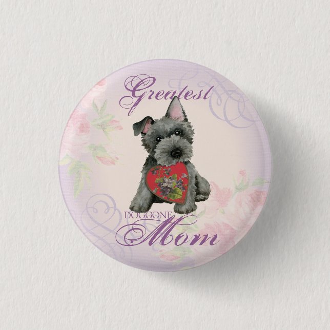 Bóton Redondo 2.54cm Botão Escocês Terrier Heart Mãe Pinback (Frente)