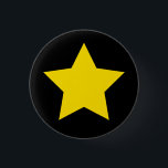 Bóton Redondo 2.54cm Botão estrela amarela<br><div class="desc">Apenas uma simples estrela amarela com fundo preto</div>