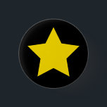 Bóton Redondo 2.54cm Botão estrela amarela<br><div class="desc">Apenas uma simples estrela amarela com fundo preto</div>