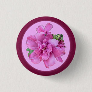 Bóton Redondo 2.54cm Botão Flor Rosa