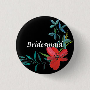Bóton Redondo 2.54cm Botão Floral de Bridesmaid da Flor Vermelha Casada