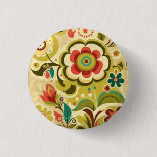 Bóton Redondo 2.54cm Botão floral do design de retrato colorido