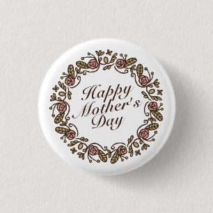 Bóton Redondo 2.54cm Botão floral do Pin da grinalda   do dia das mãe