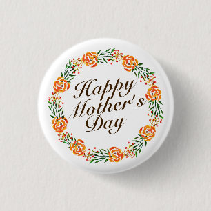 Bóton Redondo 2.54cm Botão floral do Pin da grinalda do dia das mãe
