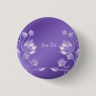 Bóton Redondo 2.54cm Botão Floral Roxo Elegante
