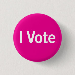 Bóton Redondo 2.54cm Botão I Vote - Branco a Rosa