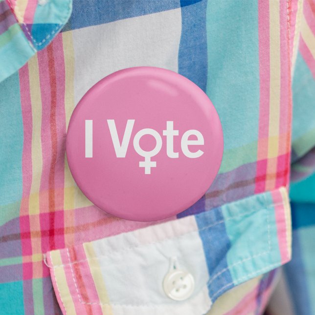 Bóton Redondo 2.54cm Botão I Vote - Branco a Rosa (Personalizável) (Criador carregado)