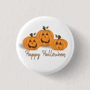 Bóton Redondo 2.54cm Botão Jack O Lanterns Feliz e Sorridente