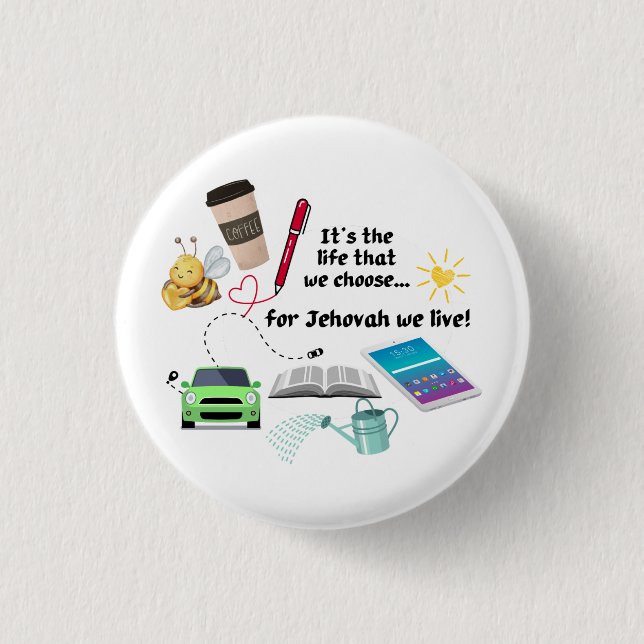 Bóton Redondo 2.54cm Botão JW - Pino para pioneiros (Frente)