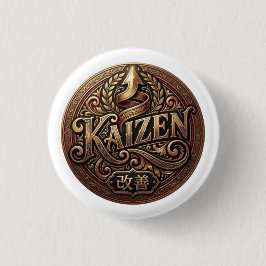 Bóton Redondo 2.54cm Botão Kaizen Crest Vintage | Melhoria Contínua