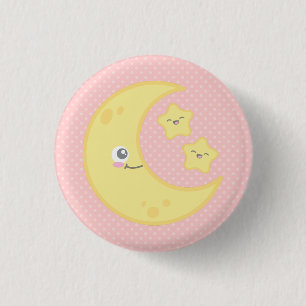 Bóton Redondo 2.54cm Botão Kawaii Moon e Stars