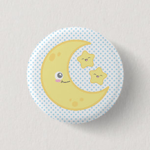 Bóton Redondo 2.54cm Botão Kawaii Moon e Stars