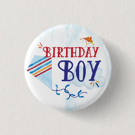 Bóton Redondo 2.54cm Botão Kite Birthday Boy