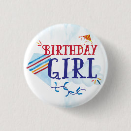 Bóton Redondo 2.54cm Botão Kite Birthday Girl