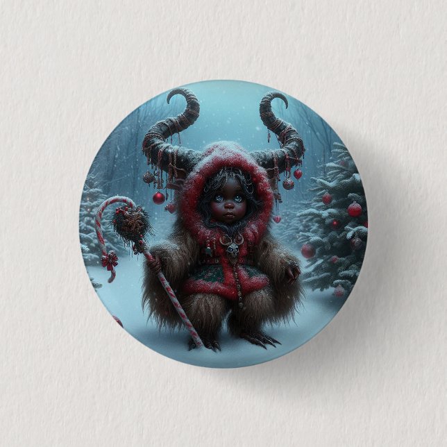 Bóton Redondo 2.54cm Botão Krampus Natal (Frente)