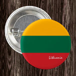 Bóton Redondo 2.54cm Botão Lituânia, Bandeira lituana patriótica<br><div class="desc">Botões: Patriótica Lituânia e Bandeira da Lituânia - adoro o meu país,  viagem,  férias,  patriotas nacionais/fãs desportivos</div>
