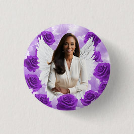 Bóton Redondo 2.54cm Botão Memorial Funeral do Céu Roxo Asa de Anjo Ros