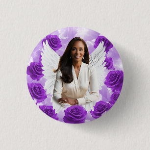 Bóton Redondo 2.54cm Botão Memorial Funeral do Céu Roxo Asa de Anjo Ros