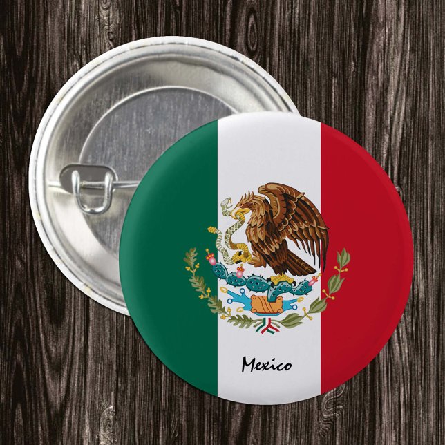 Bóton Redondo 2.54cm Botão México, moda de bandeira mexicana patriótica (Criador carregado)