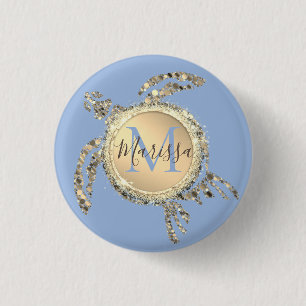 Bóton Redondo 2.54cm Botão Monograma da Tartaruga Dourada