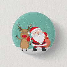 Botão muito bonito do Pin de Papai Noel e de rena