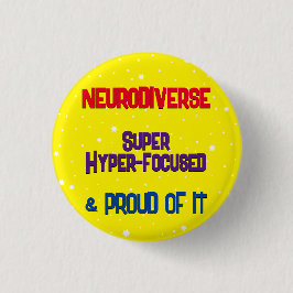 Bóton Redondo 2.54cm Botão Neurodiversificado, Hiperfocado