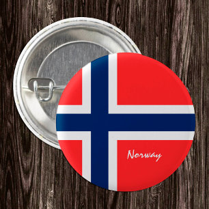 Bóton Redondo 2.54cm Botão Noruega, Bandeira Norueguesa patriótica