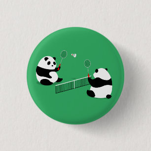 Bóton Redondo 2.54cm Botão Pandas Badminton / Pin / Crachá