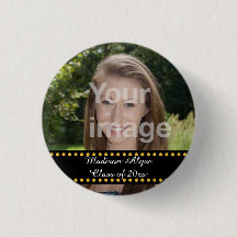 Botão Personalizado de Ano de Formatura em Amarelo