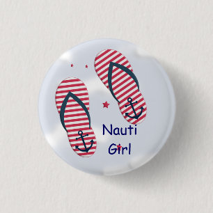 Bóton Redondo 2.54cm Botão Personalizado Sacudir Nauti Girl Design Flo