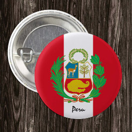 Bóton Redondo 2.54cm Botão Peru, moda patriótica de bandeira peruana