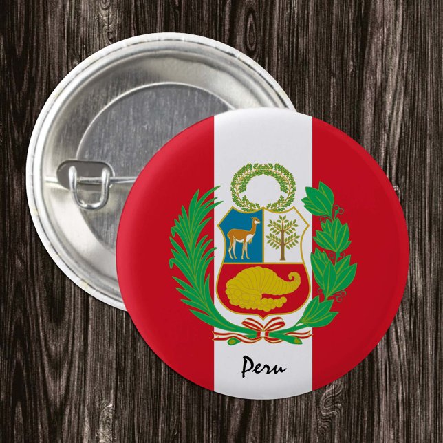 Bóton Redondo 2.54cm Botão Peru, moda patriótica de bandeira peruana (Criador carregado)