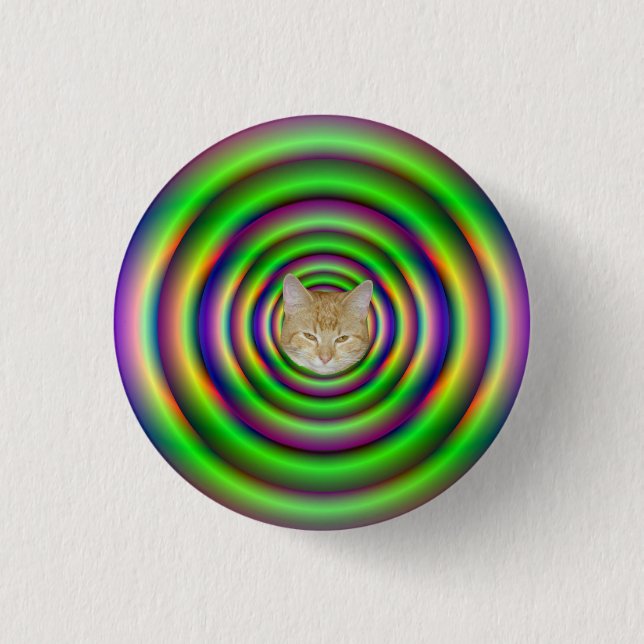 Bóton Redondo 2.54cm Botão Pinback do Túnel Verde + gato (Frente)