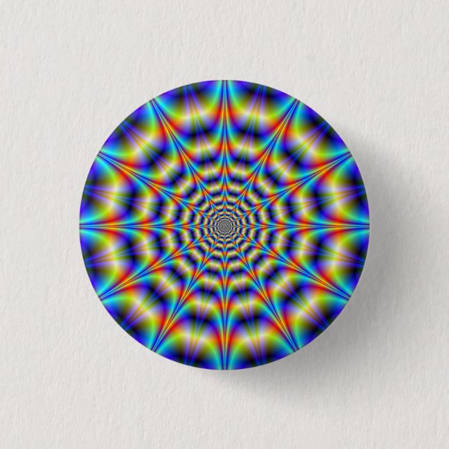 Bóton Redondo 2.54cm Botão Psicodélico de Roda Pinback (Frente)