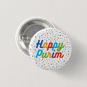 Bóton Redondo 2.54cm Botão Purim Feliz