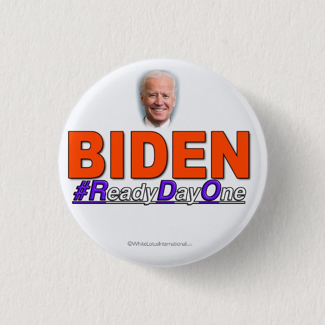 Bóton Redondo 2.54cm Botão #ReadyDayOne da BIDEN (Frente)