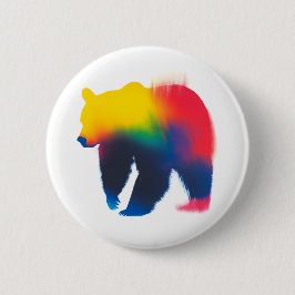 Bóton Redondo 2.54cm Botão redondo colorido do Urso de Tinta Colorida