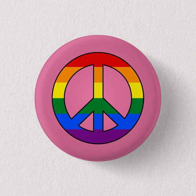 Bóton Redondo 2.54cm Botão rosa do sinal de paz do sinalizador LGBT (Frente)