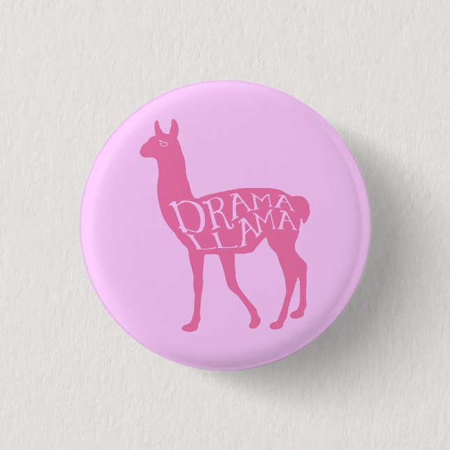 Bóton Redondo 2.54cm Botão Rosa Drama Llama (Frente)