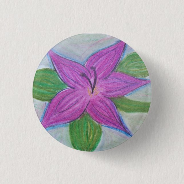 Bóton Redondo 2.54cm botão roxo aleatório da flor (Frente)
