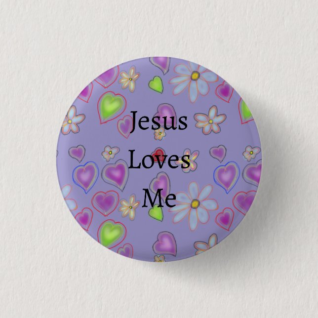 Bóton Redondo 2.54cm Botão Roxo Jesus Me Ama (Frente)