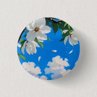 Bóton Redondo 2.54cm Botão - Série Floral Magnólia Branca