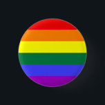 Bóton Redondo 2.54cm Botão Sinalizador do Orgulho Arco-Íris<br><div class="desc">A versão de seis cores da bandeira Orgulho gay é popular desde 1979. O número de listras foi reduzido a um número par para evitar que a cor do meio se escondesse quando pendurada verticalmente em postes. A listra indigo foi transformada em uma faixa azul real.</div>