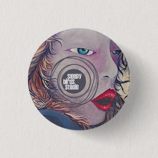 Bóton Redondo 2.54cm Botão sonolento 2 do estúdio dos pássaros